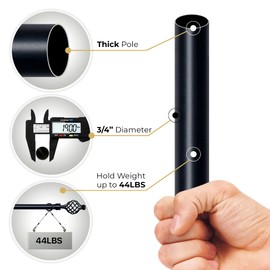 Deco Essential Set of 2 Adjustable Black Curtain Rod for Windows 66 to 120 Inch Extendable Heavy Duty Iron Drapery Pole with Twisted Cage Swirl Finials (3/4” Diameter)