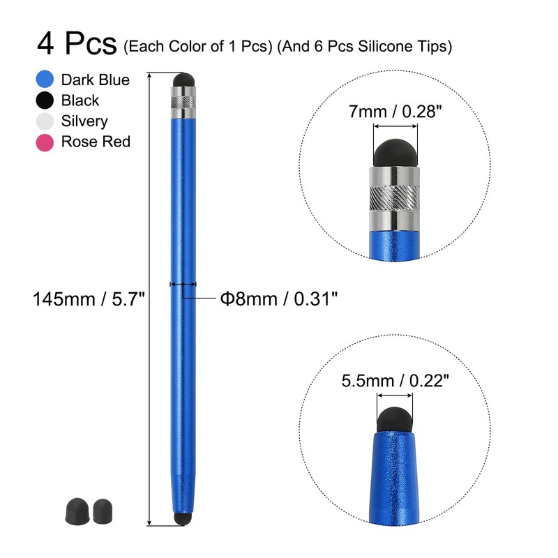 MECCANIXITY 4pcs Stylus Pens for Touch Screens with 8 Extra