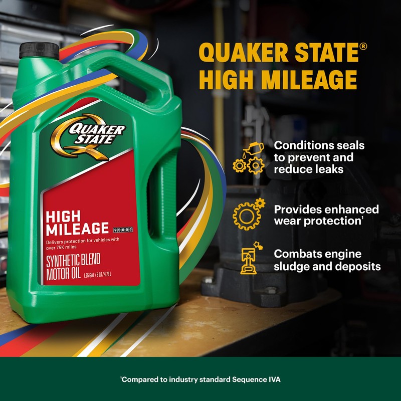 Quaker State High Mileage 10W-30 Synthetic Blend Motor Oil (1-Quart,