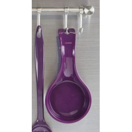 Reston Lloyd Kitchen Counter Utensil Spoon Rest, Ladles, Spaghetti Forks, & Spatulas, Durable BPA-Free Plastic – Dishwasher Safe, Décor, Space Saving Hanging Hole on Handle, Plum
