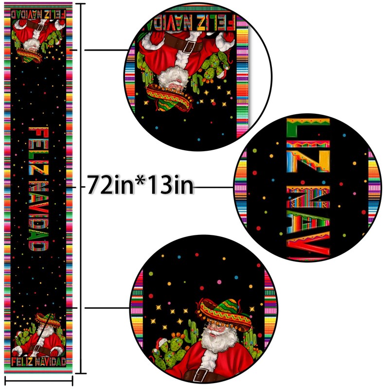 Nepnuser Feliz Navidad Table Runner Mexican Christmas Winter Holiday Party