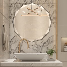 Mirrors and More Frameless Round Beveled Edge Vanity Mirror (32" x 32"), Modern Wall Mounting Home Décor Glass for Bathroom for Over Sink, Entryway, Bedroom, Living Room, Salon