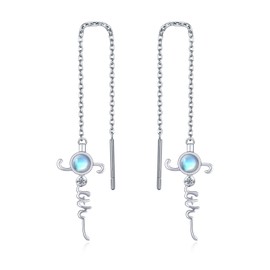 SVODEA Faith Earrings for Women Sterling Silver Faith Threader Earrings Christian Jewelry Gifts for Women Girls, Sterling Silver, Moonstone