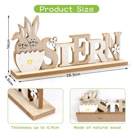 Aurasky Easter Lettering Stand, Easter Decoration Wood, Lettering with Easter Bunny, Easter Decoration for Standing, for Children, Easter, Spring, Gift, Party Decoration