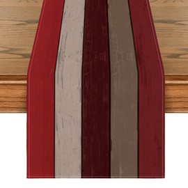 Artoid Mode Red Planken Antique Old Rustic Wood Autumn Table Runner, Seasonal Kitchen Table Decoration, Indoor, Holiday, Party Decor, 40 x 140 cm