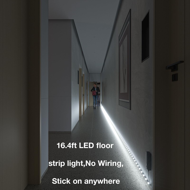 WOBANE Dual Motion Sensor Light Strip, Rechargeable 16.4ft LED Lighting,