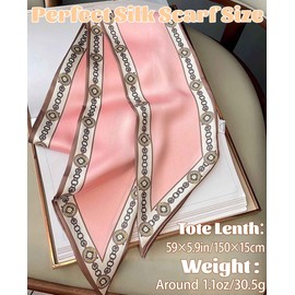 kcctoo 59" Mulberry Silk Like Head Scarf Women's Fashion Square Neck Satin Scarfs for Bag Hair Scarves Souvenir 59 * 5.9"