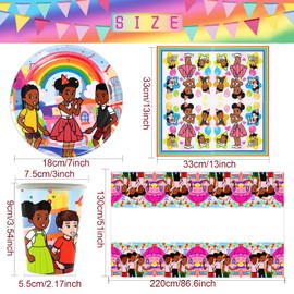 Doyomtoy Party Tableware 61skt Children's Birthday Tableware Gracie's Corner's Birthday Tableware, Party Accessory Set, Table Decoration Plates, Cups, Tablecloths, Napkins, Party for 20 Guests