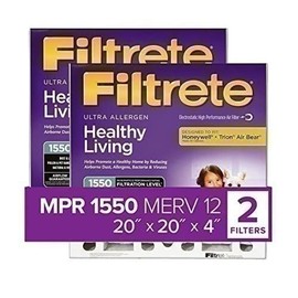 Filtrete 20x20x4, AC Furnace Air Filter, MPR 1550 DP, Healthy Living Ultra...