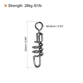 PATIKIL Corkscrew Swivel Snap, 10 Pack 61lb Stainless Steel Quick Release Cork Screw Fishing Terminal Tackle, Black