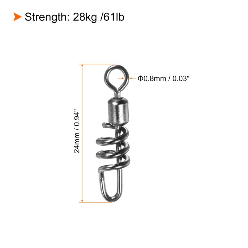 PATIKIL Corkscrew Swivel Snap, 10 Pack 61lb Stainless Steel Quick