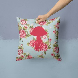 Caroline's Treasures BB1089-RS-BU-PW1414 Jellyfish Shabby Chic Blue Roses Decorative Pillow, Large, Multicolor