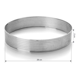 Lacor - 68558 Baking Mould, Round Micro-Perforated Hoop, Ideal for Cakes and Cakes, 18/10 Stainless Steel, Diameter: 28 cm, Height: 2 cm