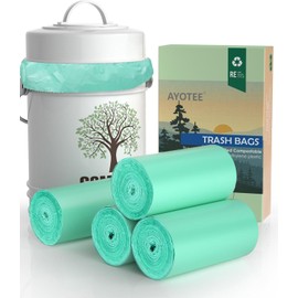 AYOTEE 100% Compostable Trash Bags, Small Compost Bags 1.3 Gallon, Small Trash Bags Compostable Bags for Kitchen Compost Bin 4.5-5 Liter, Meeting ASTM Standards Certified 125 Count