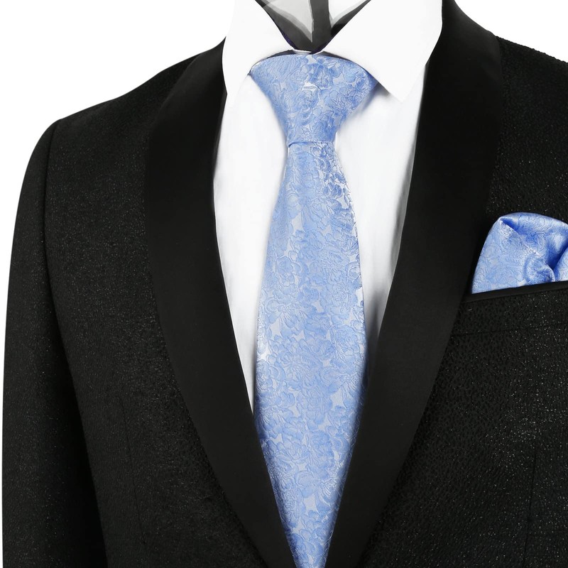 Alizeal - Conjunto de corbata con pañuelo floral para hombre