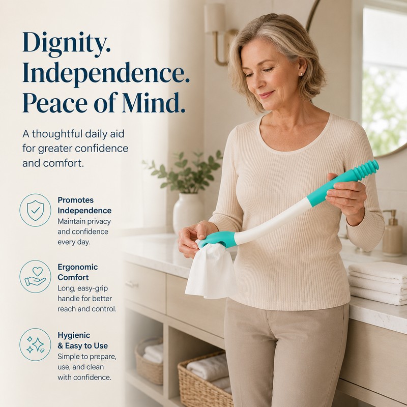 Long-Handle Toilet Wiping Aid for Daily Personal Care – Bend-Free