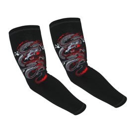 PRTYABS Red Dragon Arm Sleeves for Men Women Sun Sleeves to Cover Arms Cooling Sports Dragon Arm Sleeve Adults