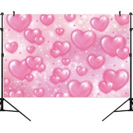 Pnylzzyxh 7x5ft Pink Heart Early 2000s Backdrop Y2K Party Decorations, 90s Old School Backdrops for Glamour Girl 18th 30th Birthday Decoration Valentine's Day Girls Kids Portrait Selfie Props