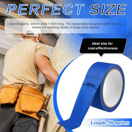 Eulihent 2 Rolls Blue Masking Tape Painters Tape 48mm x 50m Wide Masking Tape for Painting, Waterproof Decorating Tape for Painting and Decorating, Indoor & Outdoor