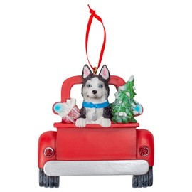 Kurt Adler A1940HU Husky is in The Back of a Truck Ornament for Personalization, 5-inch High, Resin