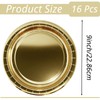 16Pcs Metallic Gold Party Paper Plates 9 inch,Xmas Foil Golden