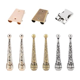 nbeads Bolo Tie Tips Replacement End Cap Kit, Accessories for Bolo Tie Buckles Including 6 Pieces Alloy Cord End and 6 Pieces Iron Bolo Tie Slide Clasps, Iron