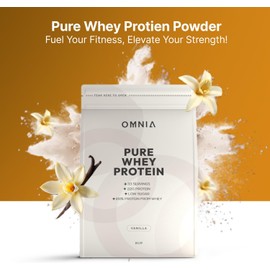 OMNIA Pure Protein Whey Powder, Nutrition Low Carbs and Low Sugar Muscle Building Powder, Over 22G Protein Per Serving, 33 Servings - 1 KG - Vanilla