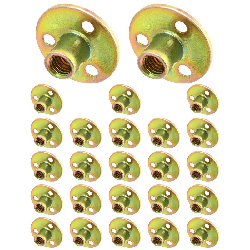 QWORK 3/8"-16 Iron Plate Nut, 25-Piece Set T-nut with Round