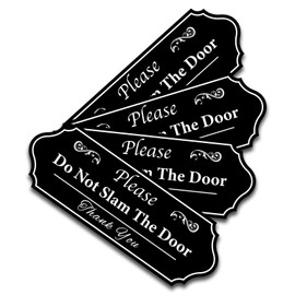 4 PCS Please Do Not Slam The Door Sign Stickers, Waterproof and UV Resistant Close Door Gently Sign for Van Car SUV Taxi Driver Window Door （Black Small）