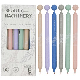 Maydahui 6 Pcs Cute Planet Pens Retractable Novelty Space Star Pens Mechanical Animal Print Click Pens Black Ink 6 Styles For Students Teachers Coworkers Party Favors
