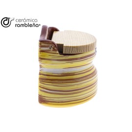 Ceramica Rambleña Salt Shaker Kitchen Salt Shaker with Wooden Lid Ceramic Original Salt Shaker Decoration Model 10 100% Hand Decorated