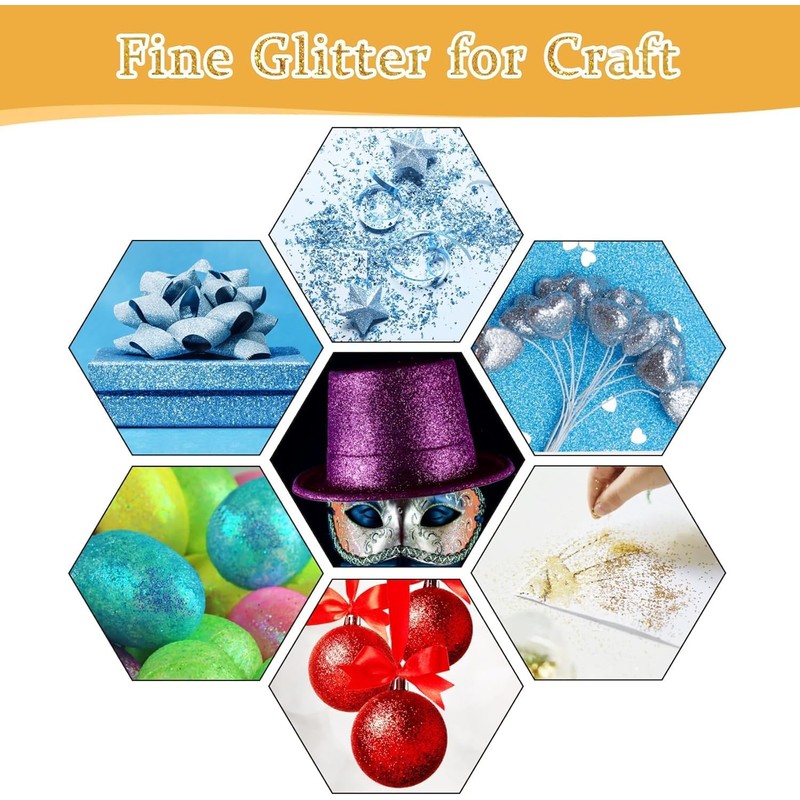 Fine Glitter Powder for Crafts, Holographic Sparkles for DIY Projects,