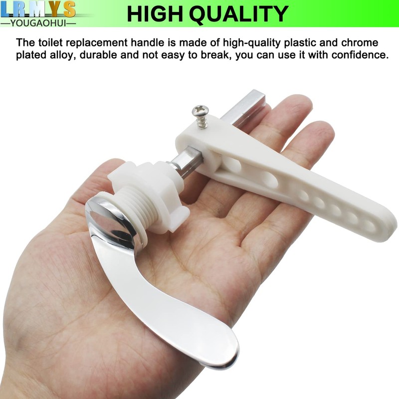 LRMYS Chrome Plated Replacement Toilet Tank Handle, Universal Fit Metal