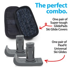 Bundle: Top Glides Flexfit Universal Ski Glides with GlidePads (Gray)