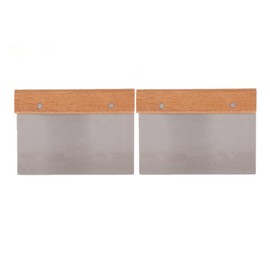 Soro Essentials- Set of 2- Stainless Steel 6” Dough Scraper with Wooden Handle- Pastry Scraper Pizza and Dough Cutter Multipurpose Scraper Chopper Pizza Cutter Food Chopper Baking Supplies