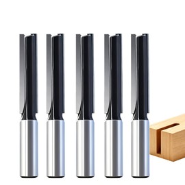 SICWOOD 5-Piece Extra Long 2 Inch Straight Router Bit Set, 1/2" Shank, 1/2" Dia, Carbide-Tipped 2-Flute Bits for Deep Grooving, Dados & CNC Woodworking
