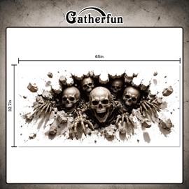 Halloween Decorations Outdoor, Plastic Backdrop 65" x 32.7", Skull Halloween Backdrop for Home, Wall, Window, Spooky Party, Indoor Outdoor Halloween Decorations