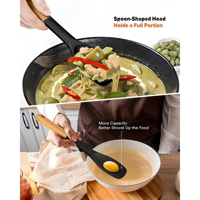 Silicone Spatula and Spoonula Set, Great For Stirring, Tough Mixing