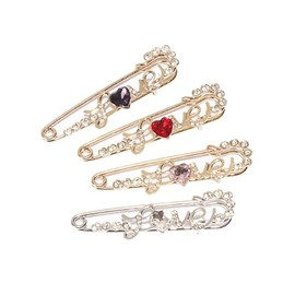 QUJUFIND 4 Pieces Women Brooch Pins Sweater Shawl Clips Faux Crystal Pearl Brooches ，Safety Pins，Clothes Buckle Clips， Dress Clips Shirt Clips for Women (Style-1)