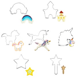 Unicorn Star Cookie Cutters, 7 Pieces, Unicorn Cookie Cutter Set, Stainless Steel Cookie Cutter, Horse Head, Rainbow Cookie Cutter, Cute Pony Cookie Cutter, Gifts for Children