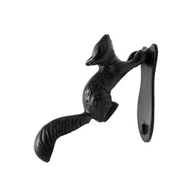 Black Cast Iron Squirrel Shaped Door Knocker Unique Animal Style Front Door Entry Knocker Rust Resistant Finish Vintage Nature Lover Knockers Hardware Included Renovators Supply Manufacturing