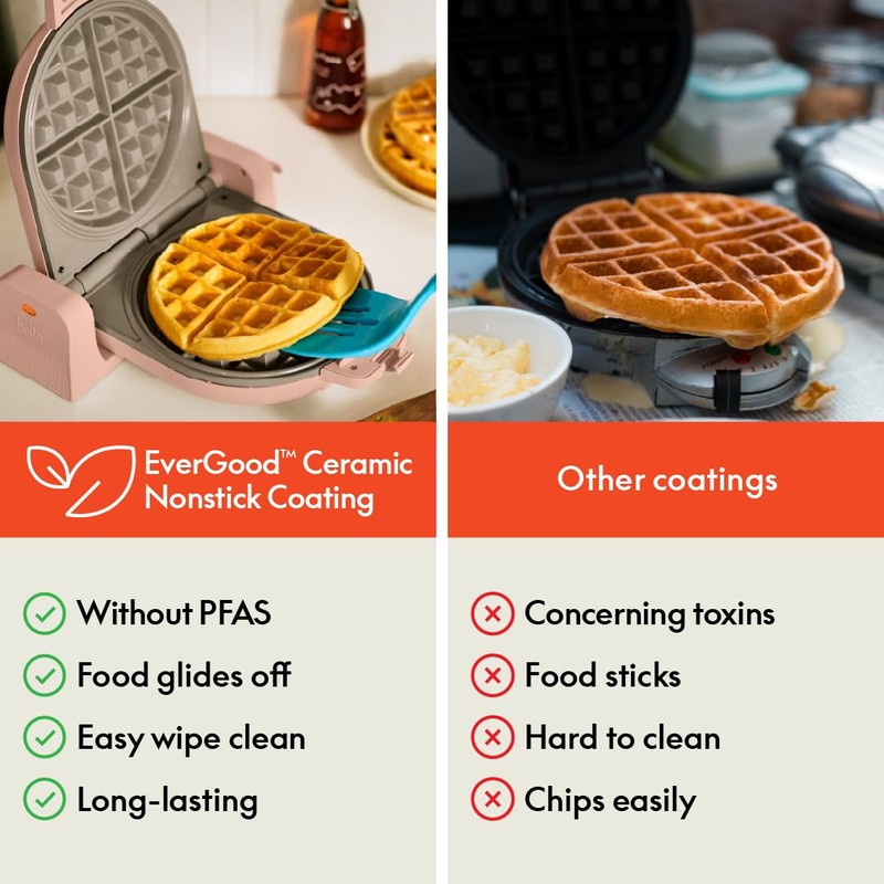 bella Flip-n-Store Waffle Maker with EverGood™ Ceramic Nonstick Coating, Fits-anywhere™