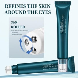 Under Eye Cream with Roller Applicator for Dark Circles and Puffiness – Hydrating and Refreshing Eye Cream for Delicate Skin Care