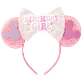 RCRAJE Birthday Mouse Ears Bow Headbands, Mice Sequin Ears Headbands for Kids Girls Women, Glitter Party Princess Decoration Cosplay