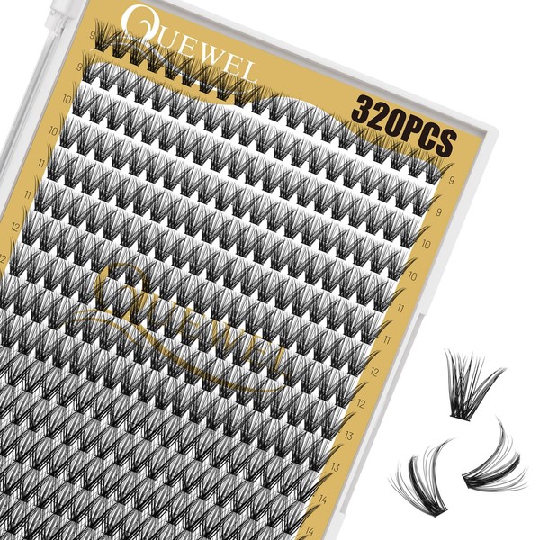 QUEWEL Individual Eyelashes, 320 Pieces, Individual Eyelashes for Eye Make-up,