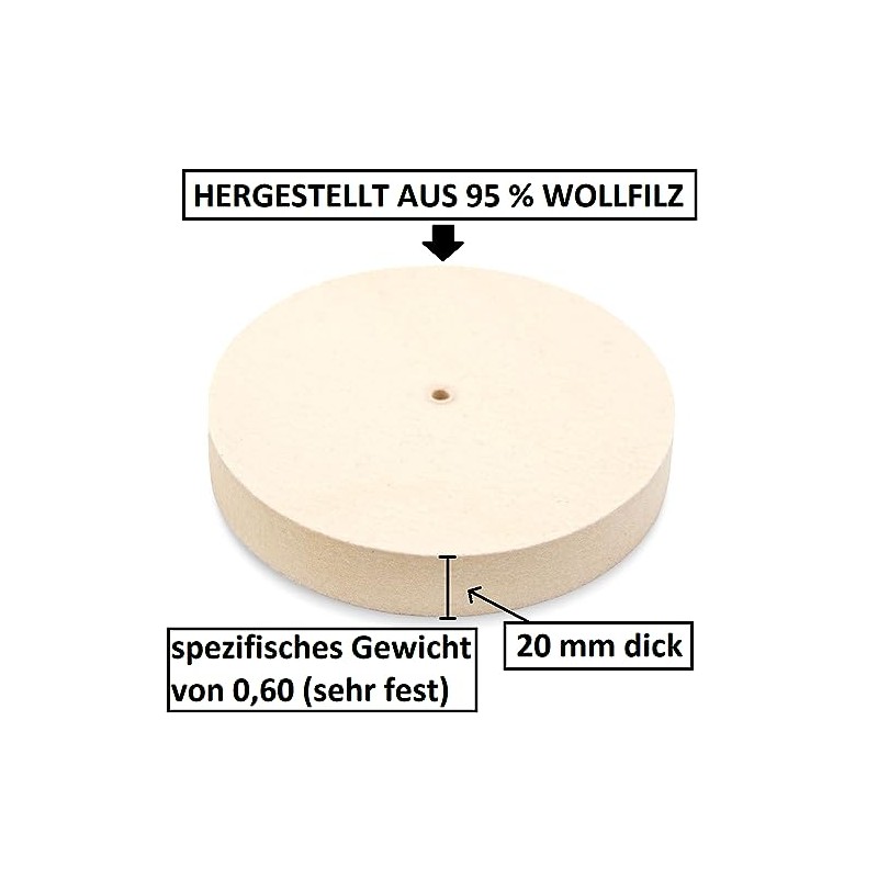 Polishing Wheel for Felt Sanding Block (95% Wool) with Hole,