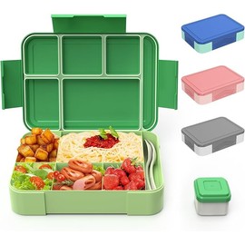 HOBUE Children's Lunch Box with Compartments, 1330 ml Lunch Box for Children, Leak-Proof Bento Box, Lunch Box with 6 Compartments, Breakfast Box for Nursery, Lunch Box for School, Lunch Box for Adults