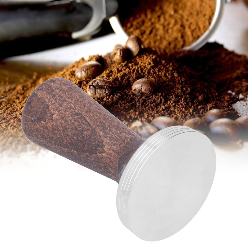 58mm Tamper Tool Black Walnut 304 Stainless Steel Portable Coffee