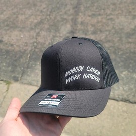 Nobody Cares Work harder Embroidered Richardson 112 Snapback hats - Color: Black / Black