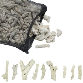 aeloer Crushed Coral for Aquarium with Filter Media Bags, Crushed Coral for Freshwater Aquarium Reusable Coral Filter for Fish Tank